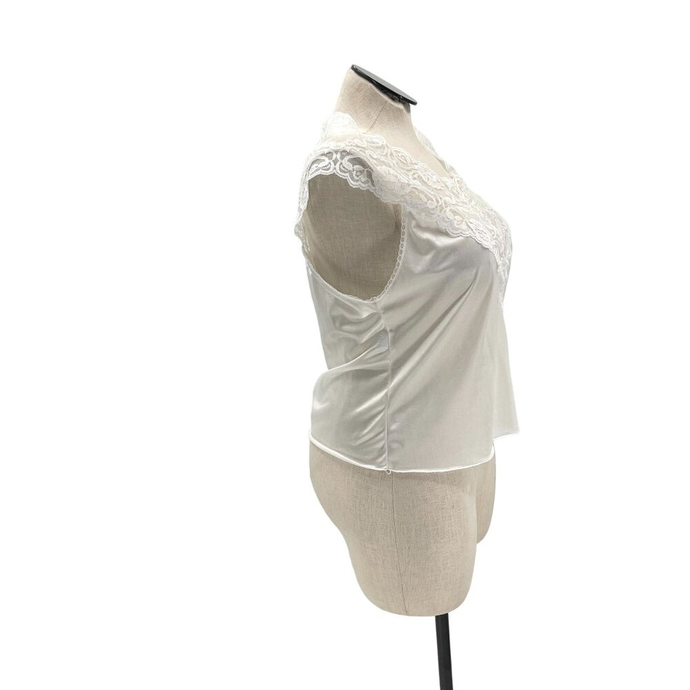 Vintage 80s 90s White Lace V-Neck Cami Slip Top Size 1X - Picture 4 of 11